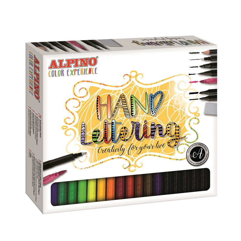 ALPINO Lettering Color Experience Rotulador punta de pincel, 12 rotuladores  Dual Artist + Libro guía de Iniciación al Lettering , colores surtidos  vivos y brillantes - Rotuladores de Colores Kalamazoo